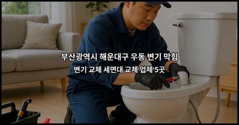 부산광역시 해운대구 우동 변기 막힘 변기 교체 세면대 교체 업체 5곳