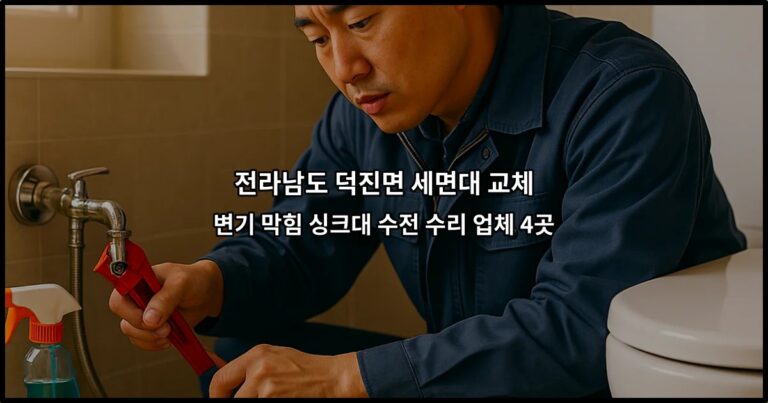 전라남도 덕진면 세면대 교체 변기 막힘 싱크대 수전 수리 업체 4곳