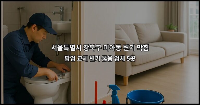 서울특별시 강북구 미아동 변기 막힘 팝업 교체 변기 뚫음 업체 5곳