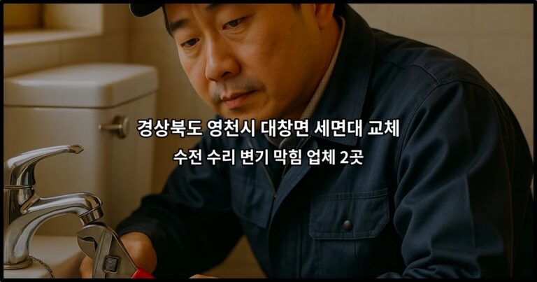 경상북도 영천시 대창면 세면대 교체 수전 수리 변기 막힘 업체 2곳
