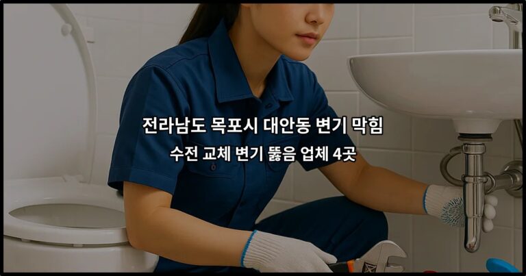 전라남도 목포시 대안동 변기 막힘 수전 교체 변기 뚫음 업체 4곳