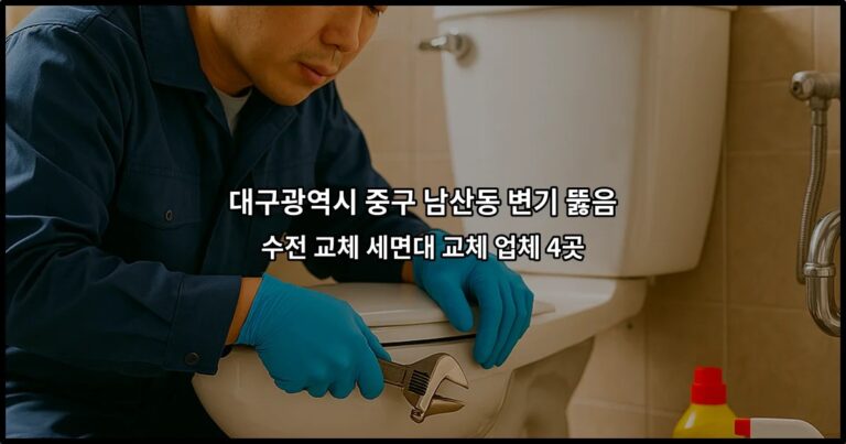 대구광역시 중구 남산동 변기 뚫음 수전 교체 세면대 교체 업체 4곳