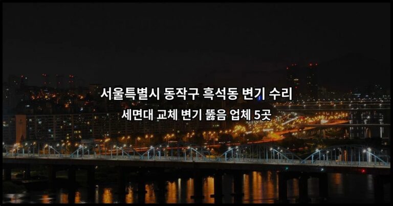 서울특별시 동작구 흑석동 변기 수리 세면대 교체 변기 뚫음 업체 5곳